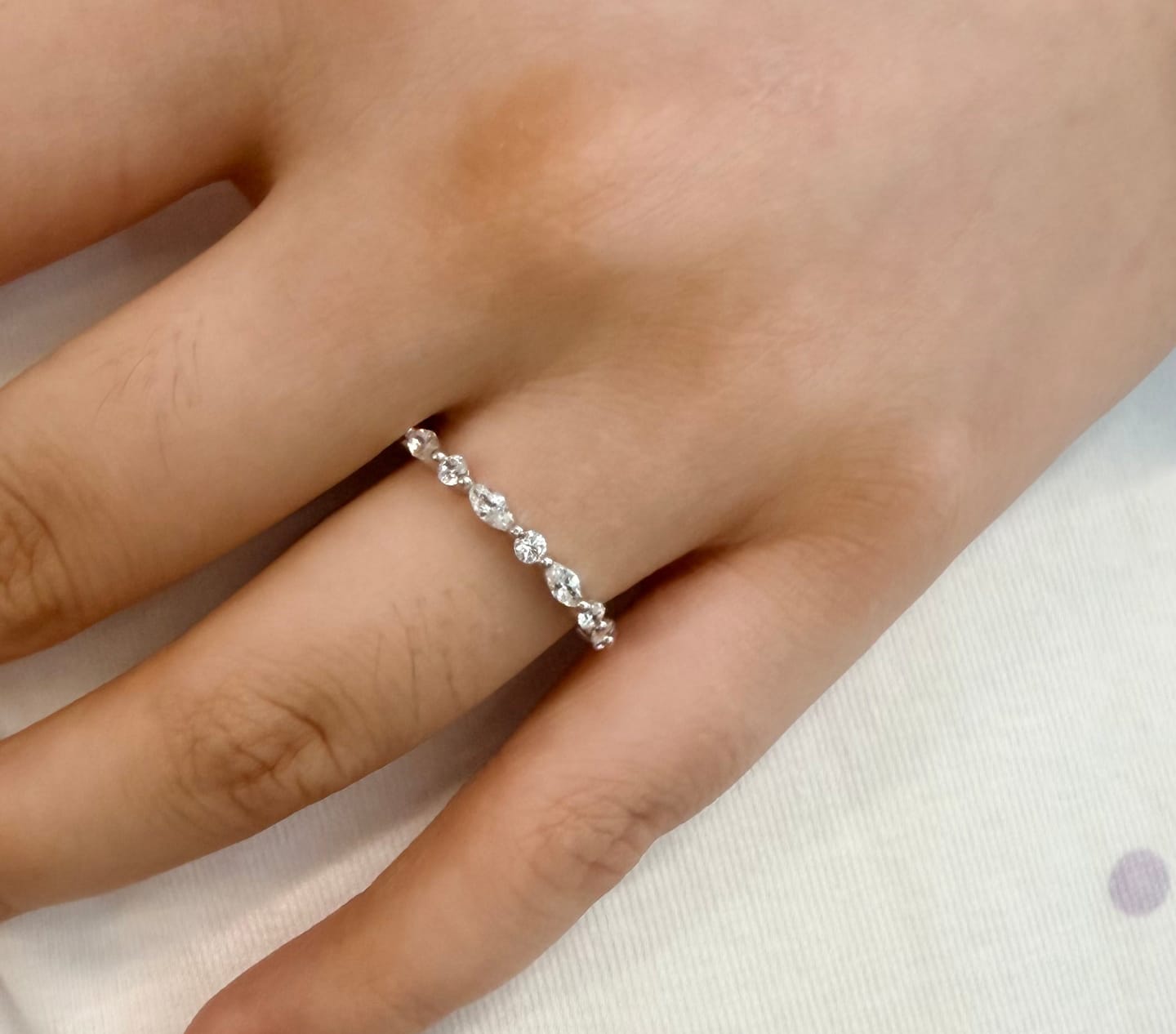 Customer photo review of S925 1.0 Ct Marquise Cut Half Eternity Wedding Band Stackable Ring For Everyday Wear