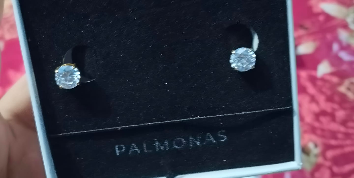 Customer photo review of Brilliant Crystal Solitaire Earrings