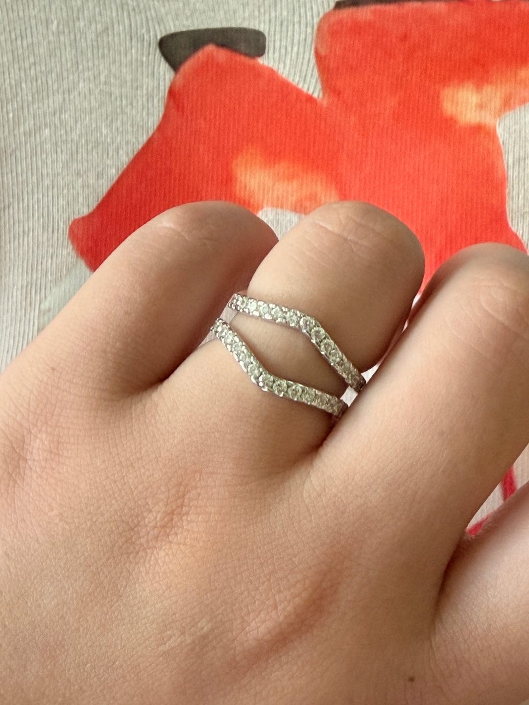 Customer photo review of S925 Vintage Insert 0.9 Round Cut Wedding Band Engagement Ring Enhancer In Sterling Silver