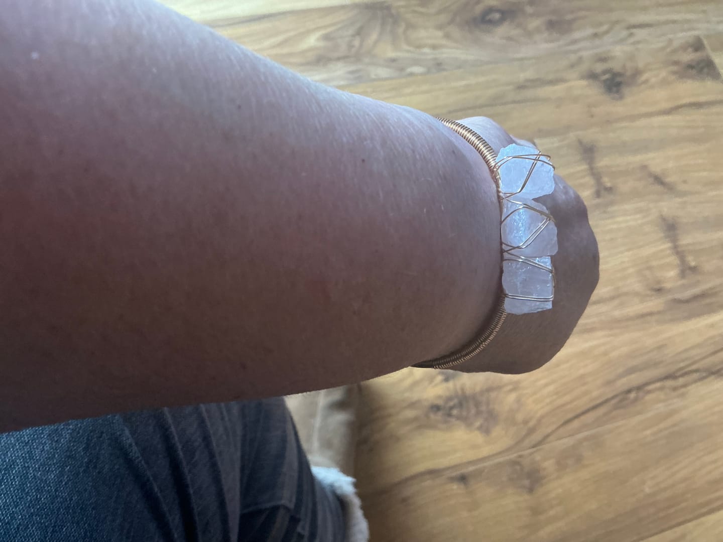 Customer photo review of Natural Crystal Raw Stone Bracelet — Healing Energy in Every Bead