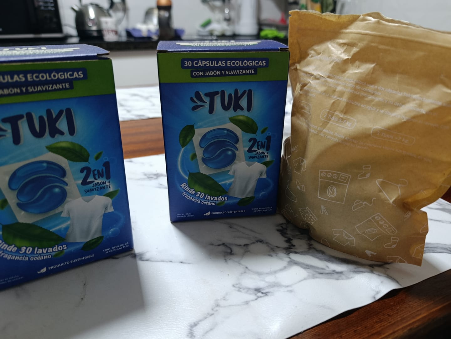 Customer photo review of Capsulas Tuki Ecológicas ♻️ 2en1 con Jabón y Suavizante