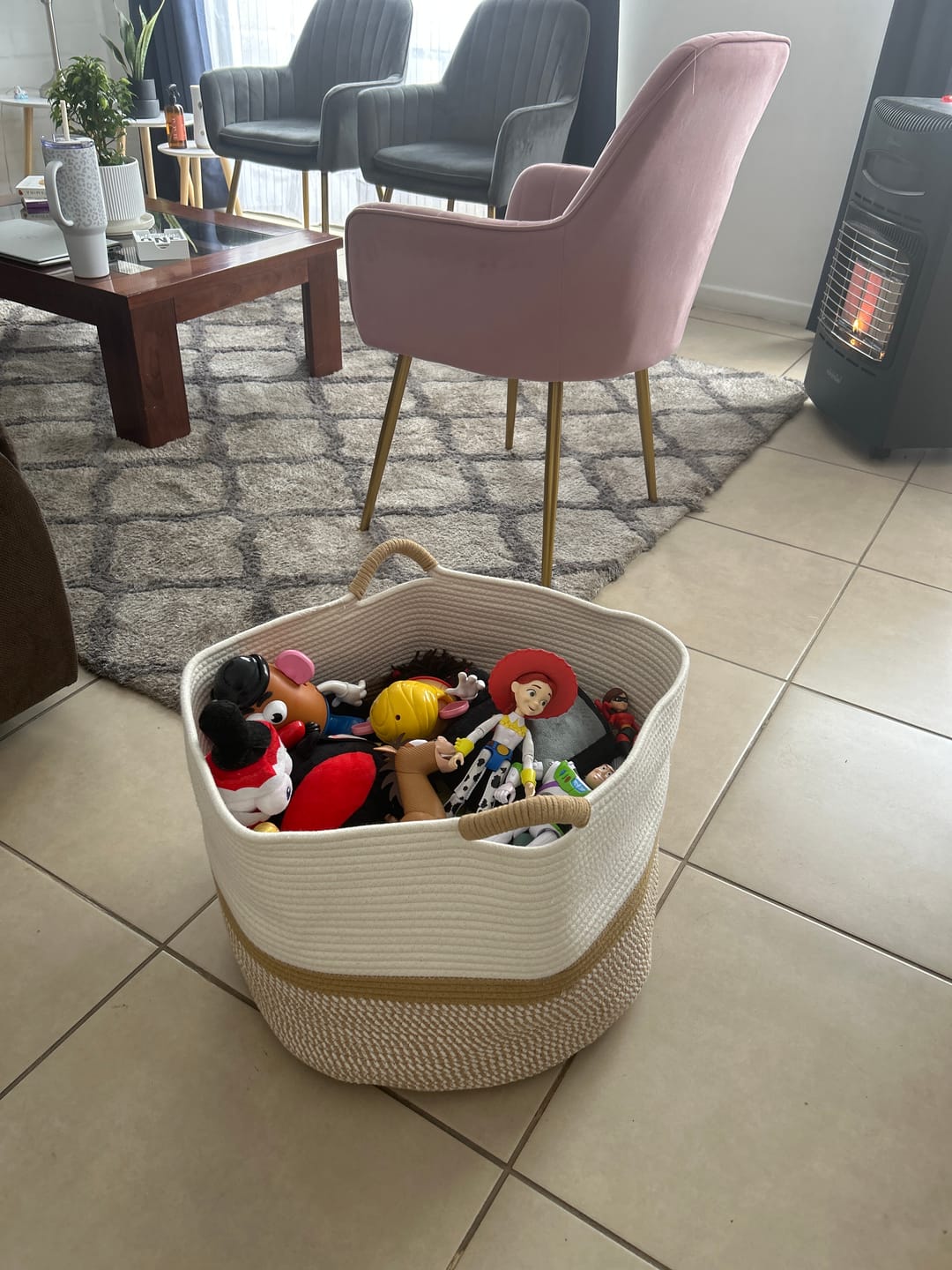 Customer photo review of Canasto Ropa Sucia 50cm Cesto Organizador Con Asa Juguetes Blanco Y Cafe