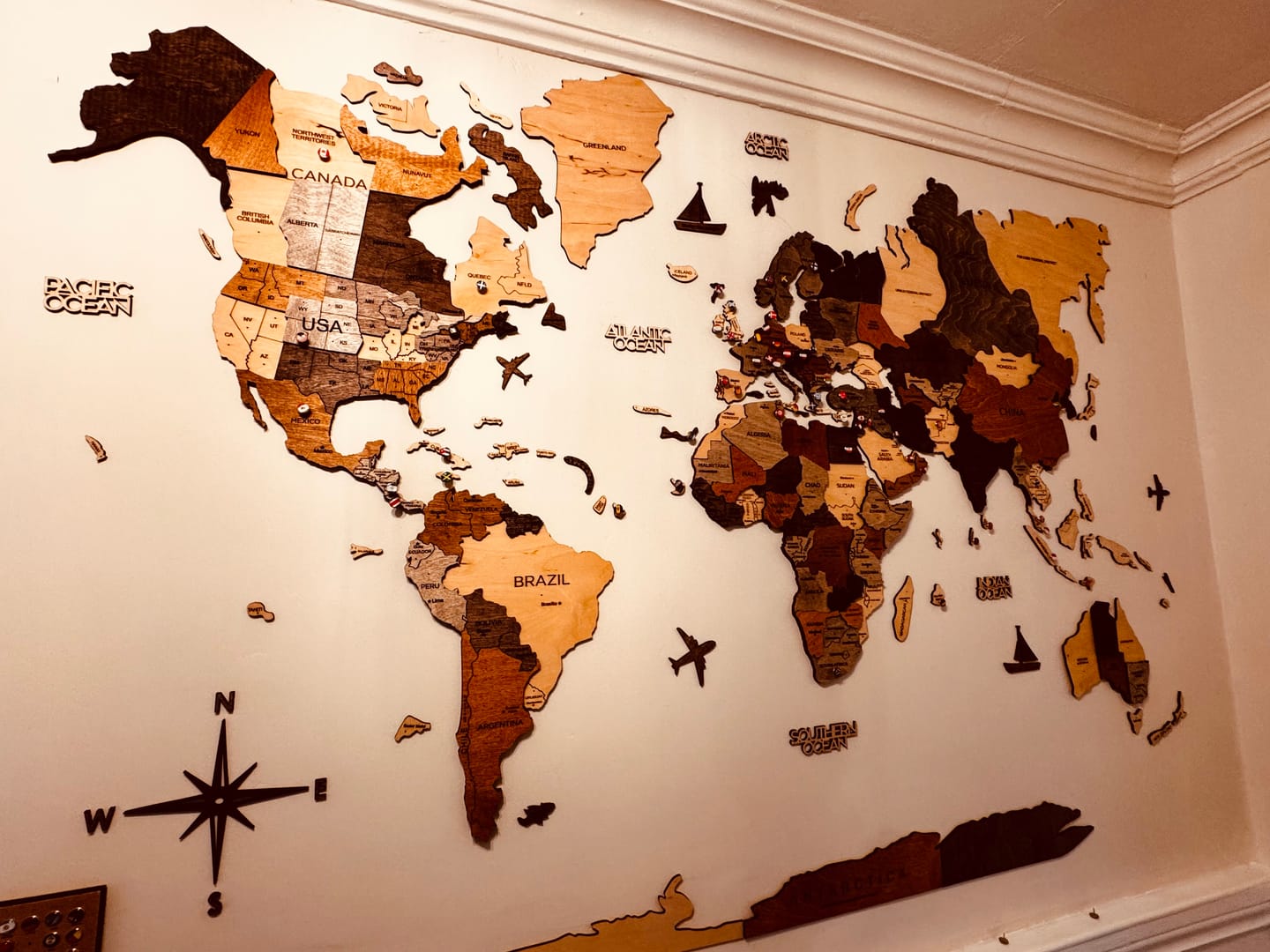 Customer photo review of 3D Wooden World Map Multicolor