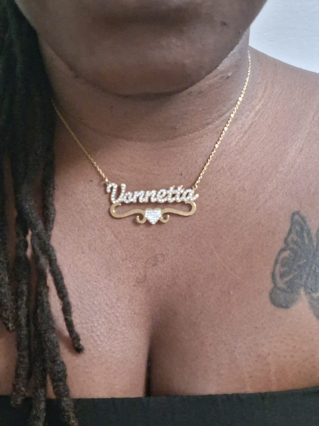 Customer photo review of Ice out Personalized Single Name Nameplate Necklace