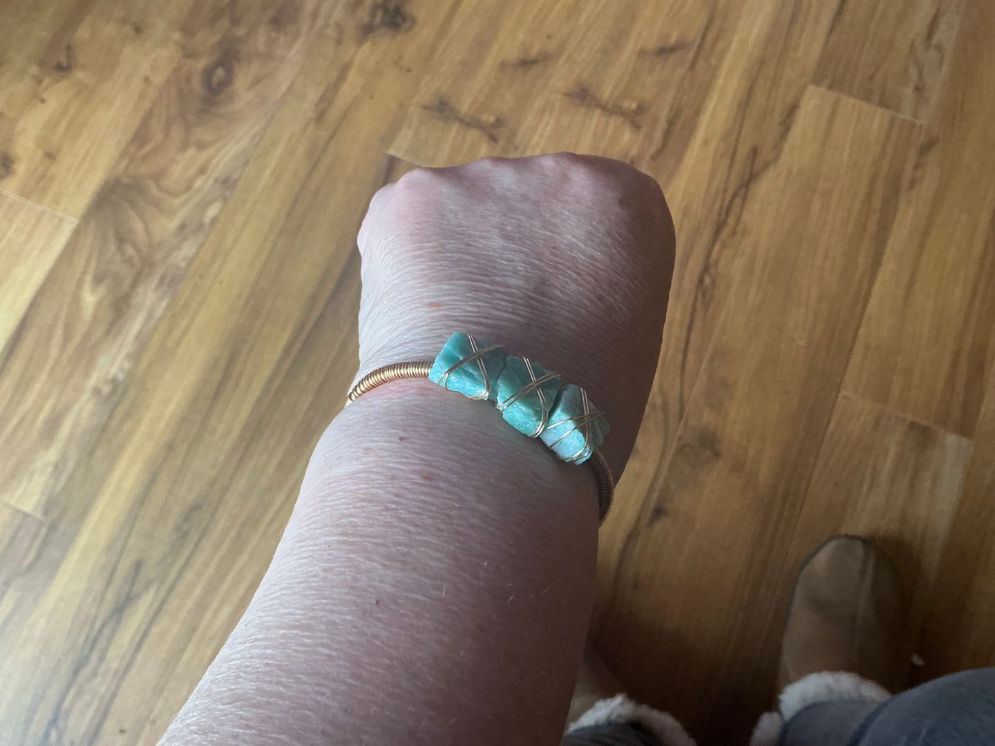 Customer photo review of Natural Crystal Raw Stone Bracelet — Healing Energy in Every Bead