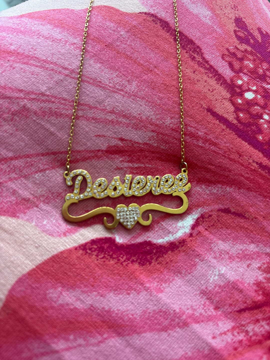 Customer photo review of Ice out Personalized Single Name Nameplate Necklace
