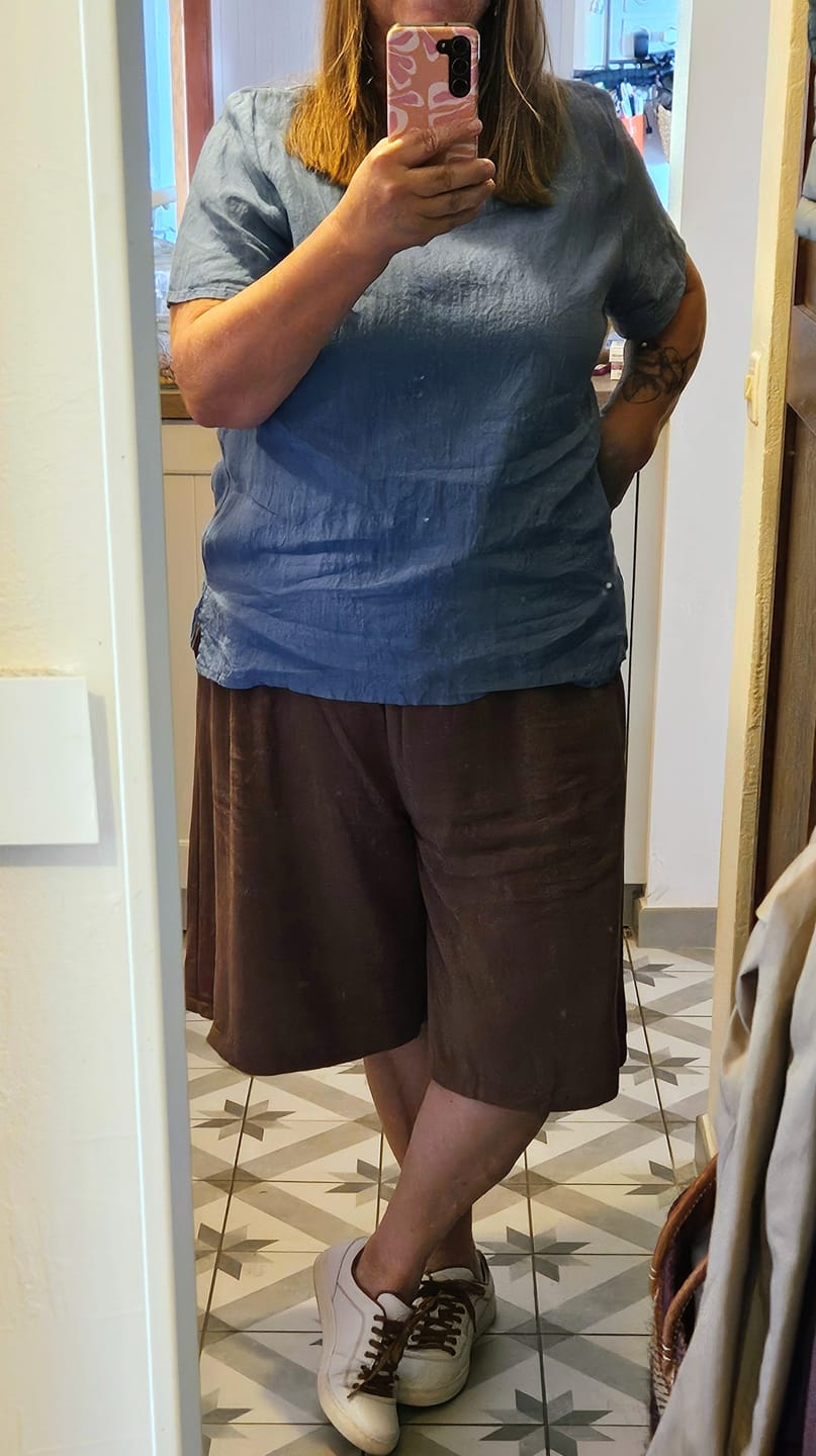Customer photo review of Bermuda Eline - Viscose/lin moka