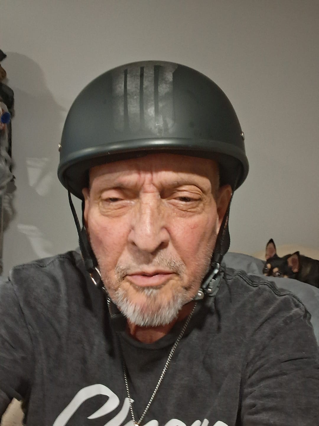 Customer photo review of Lightweight SOA Style DOT Beanie Helmet / Skull
