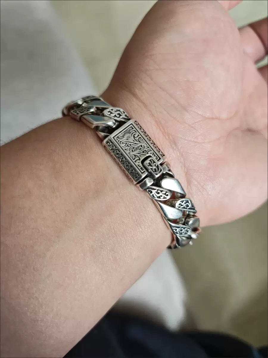 Customer photo review of Sterling Silver Engraved Cuban Bracelet