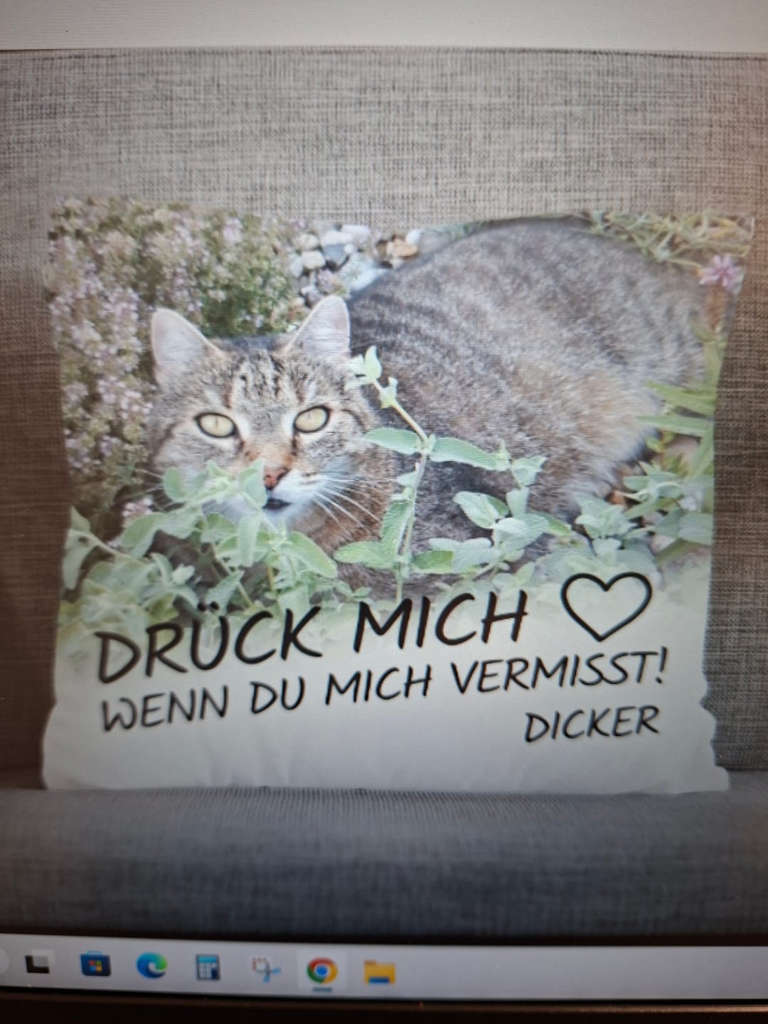 Customer photo review of Wenn du mich vermisst! - Personalisierbares Kissen