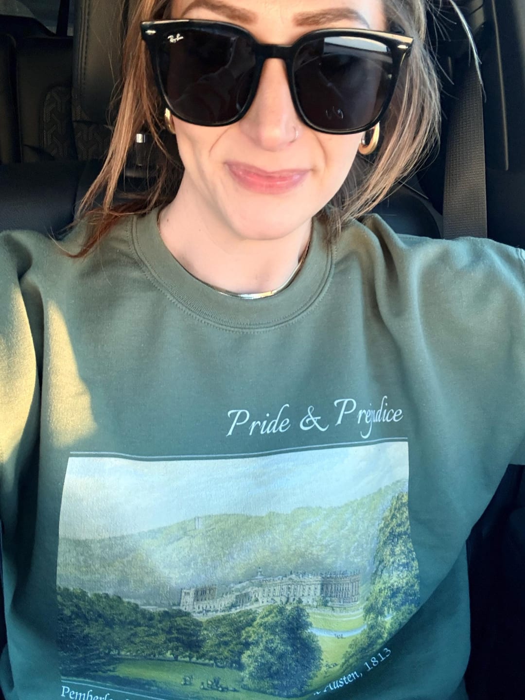 Customer photo review of Pride and Prejudice Pemberley Manor Sweatshirt | Cotton Blend Crewneck