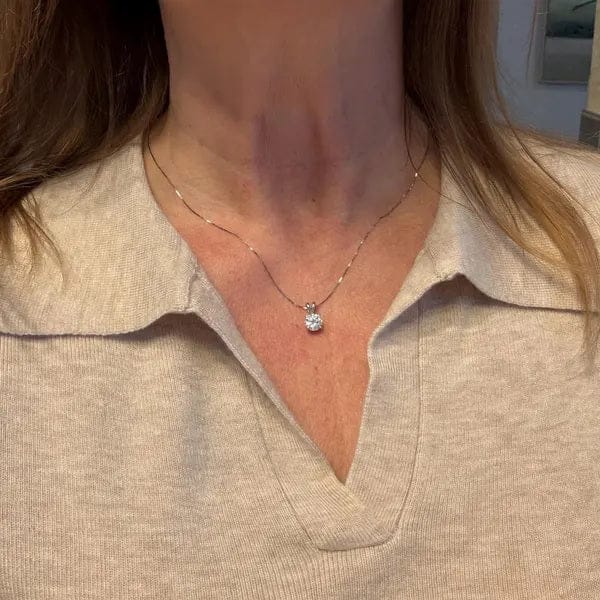 Customer photo review of Lab Grown Diamond Solitaire Pendant 14K Gold Diamond Necklace IGI Certified 4 Prong Dainty Minimalist Pendant Perfect Gift