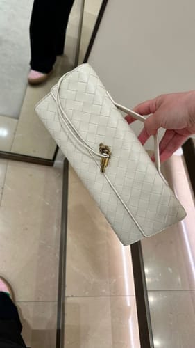 Customer photo review of Tori Black Faux Leather Woven Clutch