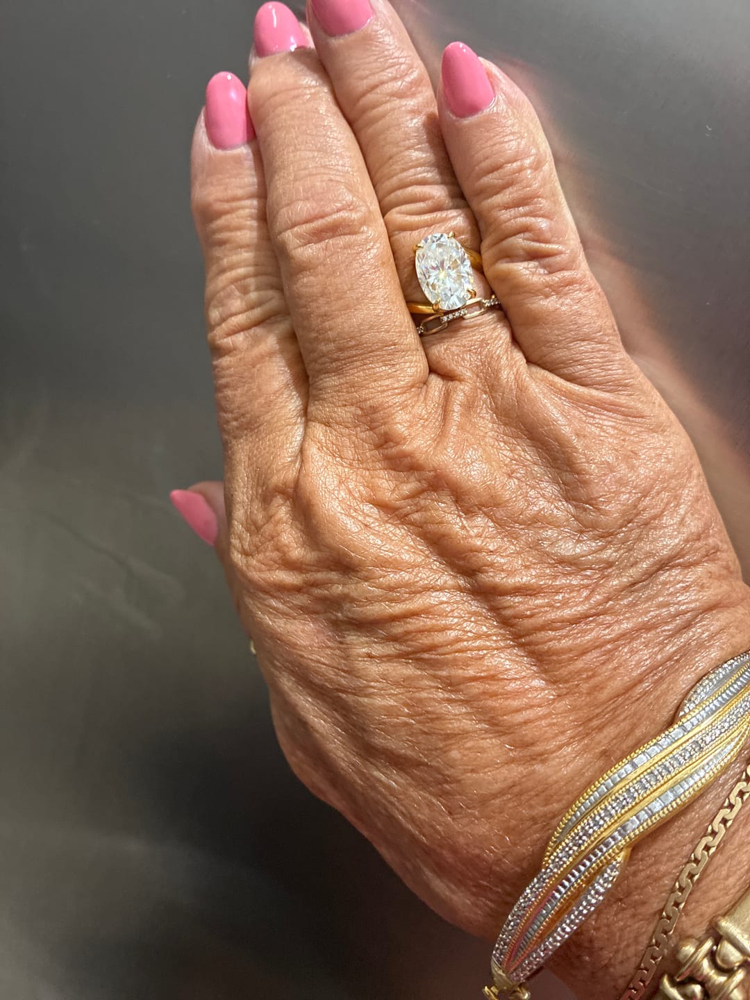 Customer photo review of S925 Moissanite 5.5Ct Oval Cut Unique Engagement Ring Travel Rings In Sterling Silver