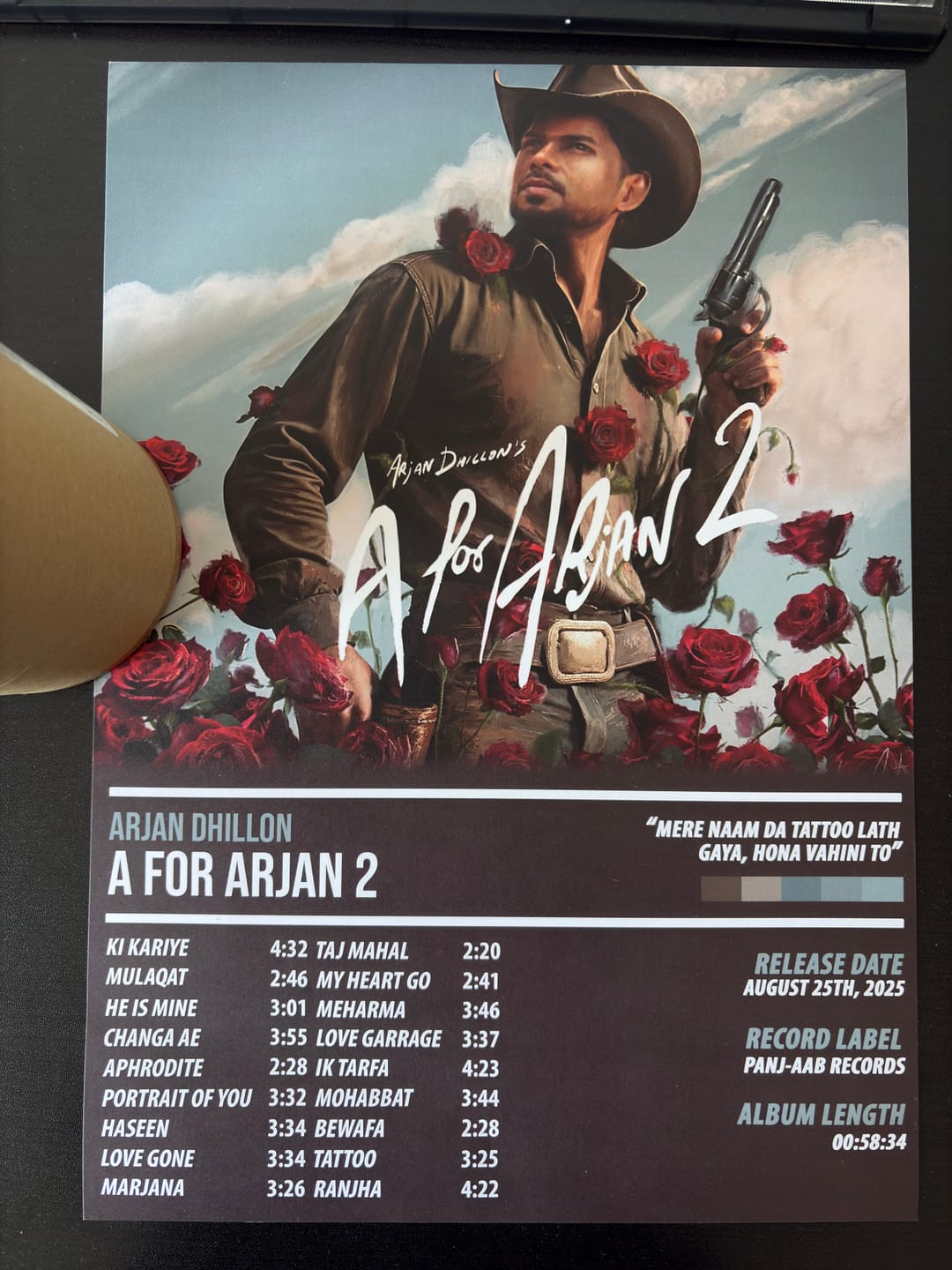 Customer photo review of Arjan Dhillon - A for Arjan 2 | ALBUM POSTER