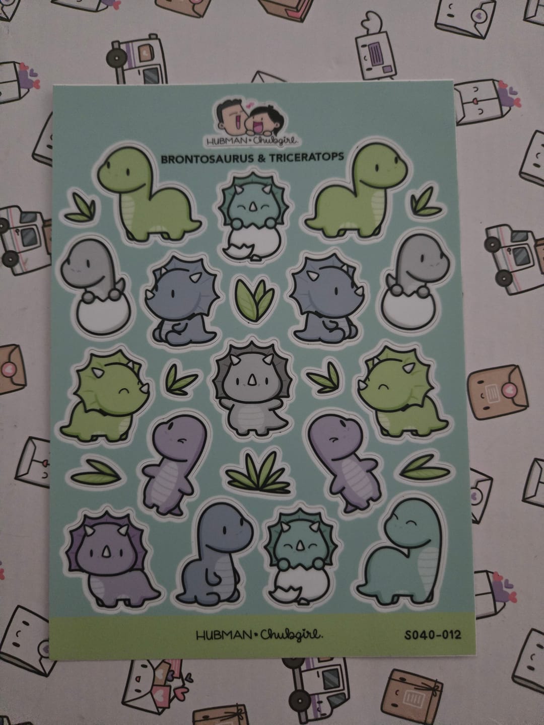 Customer photo review of Sticker Sheet - Brontosaurus & Triceratops