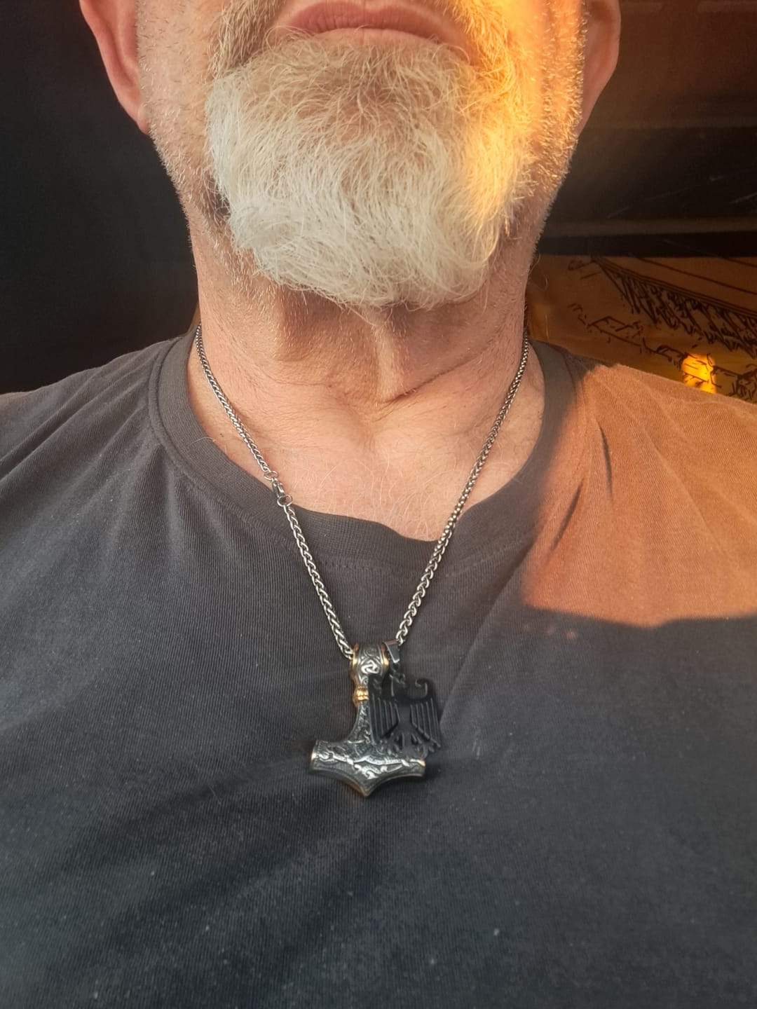 Customer photo review of Mjölnir Necklace