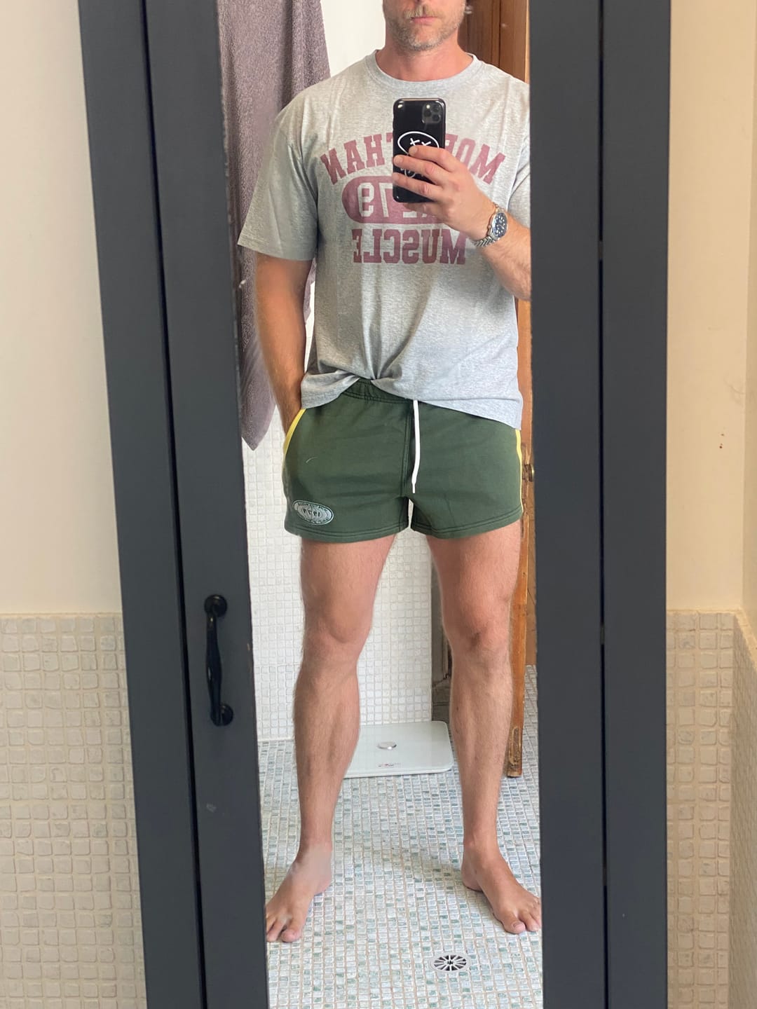 Customer photo review of Vintage Cotton Shorts - Green Yellow
