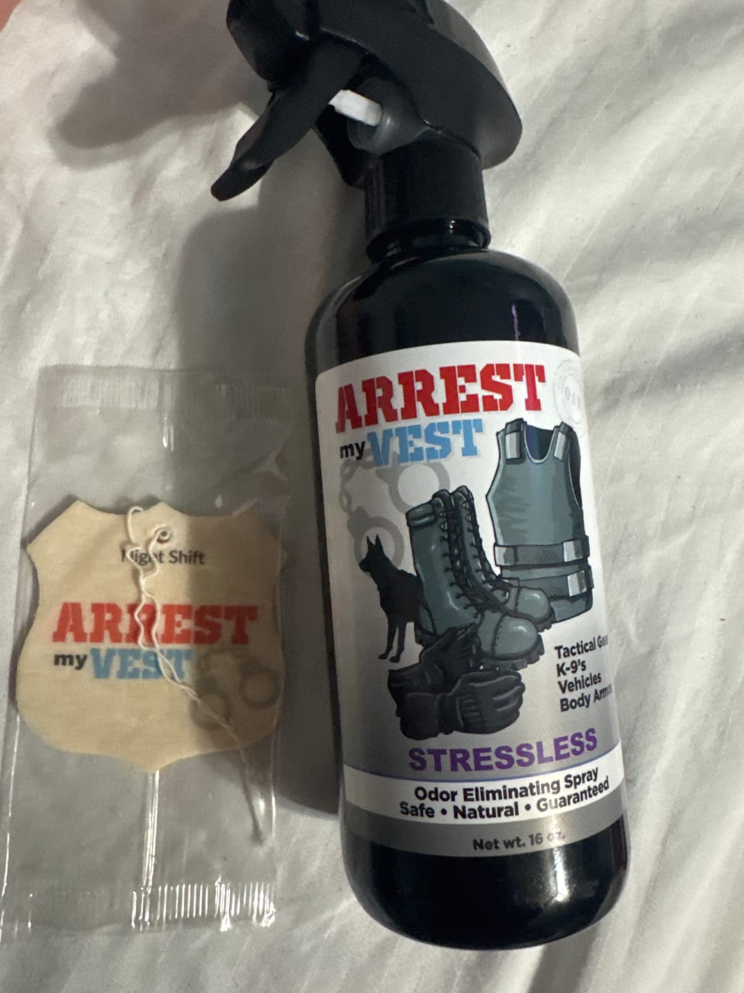 Customer photo review of 16 oz. Vest Odor Eliminator Spray In Fragrance of Choice