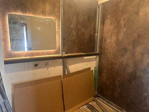 Customer photo review of Panneau Mural Salle de Bain SPC Bronze Cuivré – Étanche & Anti-Rayure