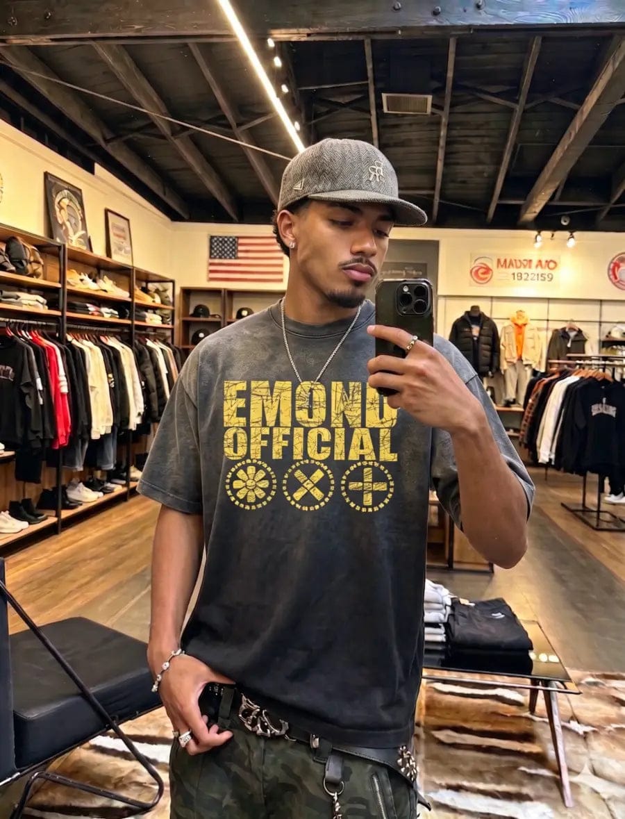 Customer photo review of Distressed Vintage Typo Tee