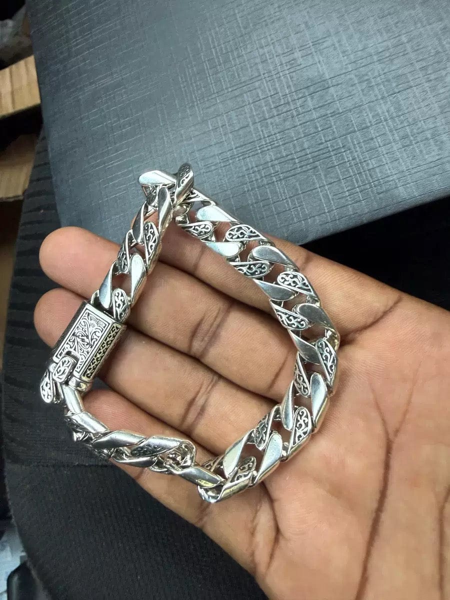 Customer photo review of Sterling Silver Engraved Cuban Bracelet