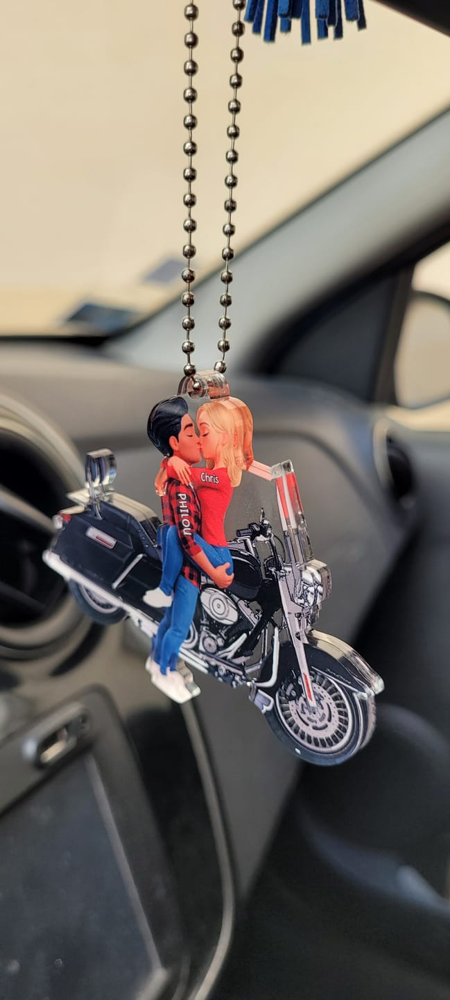 Customer photo review of Kissing Hugging Doll Motorcycle Couple - Personalized Car Ornament