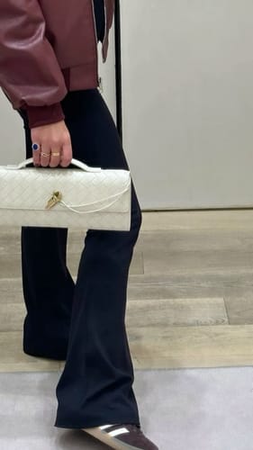 Customer photo review of Tori Black Faux Leather Woven Clutch