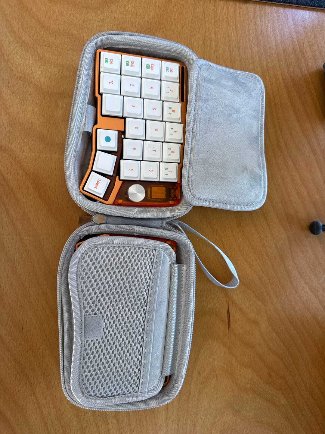 Customer photo review of Cornix Split Keyboard Storage Bag — EVA Hard Shell / Soft Fabric Portable Case