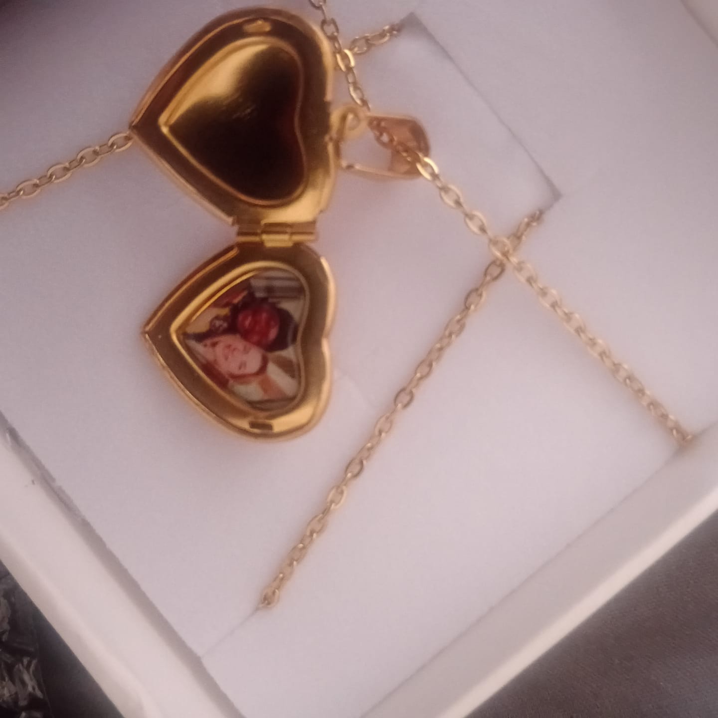Customer photo review of Crystal Heart Photo Locket Necklace
