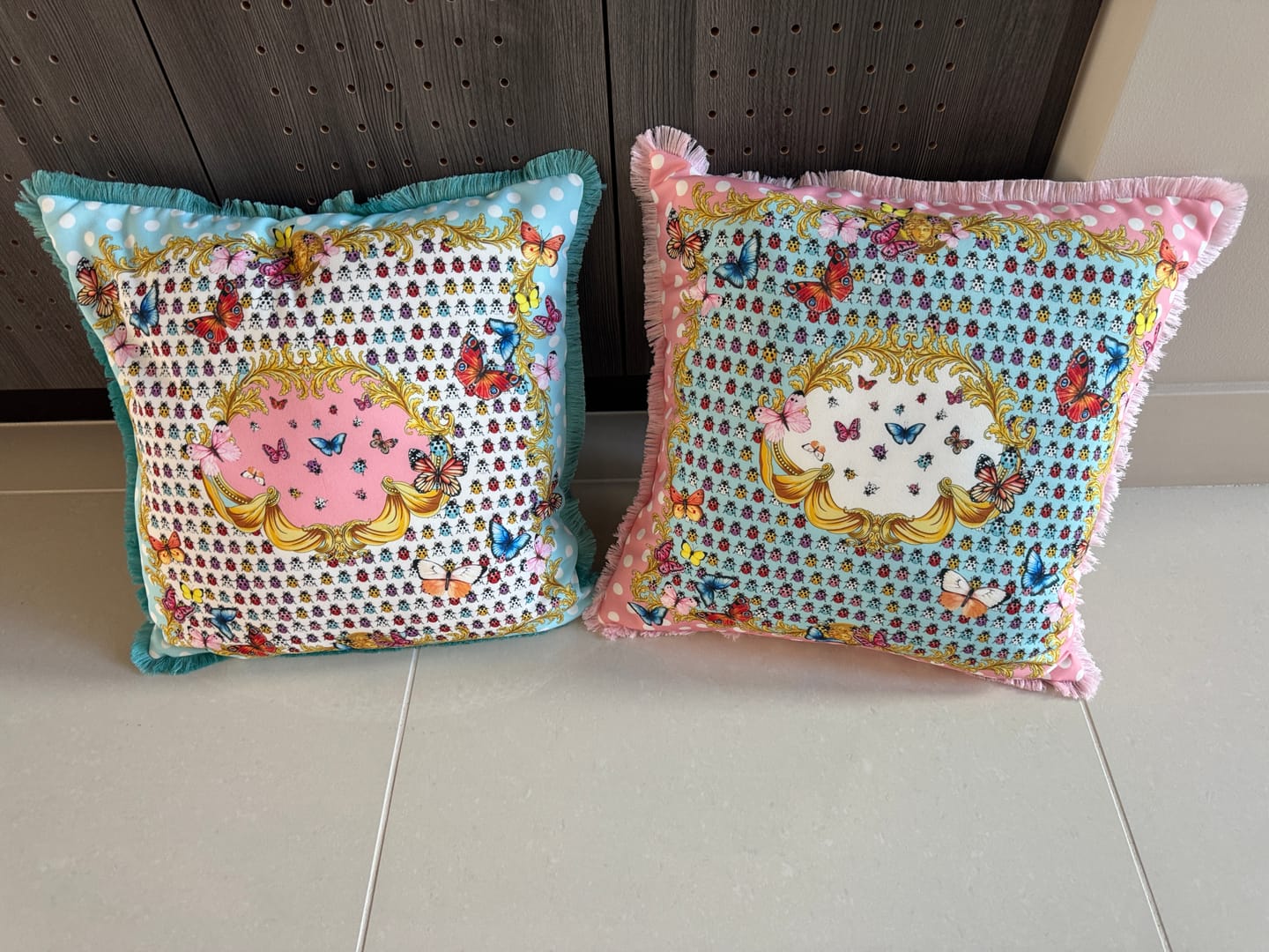 Customer photo review of Butterflies Blue Polka Dot Panel Fabric