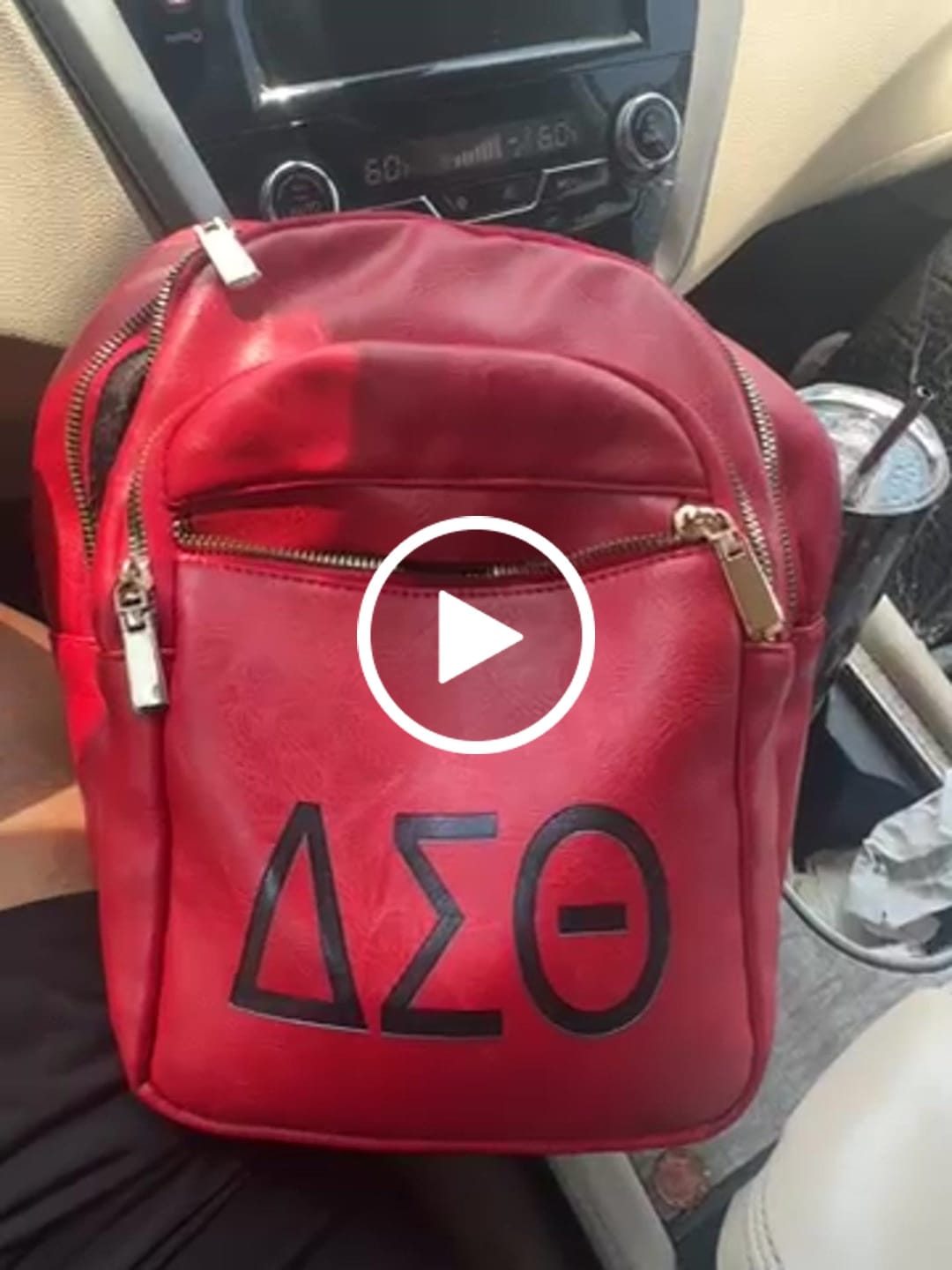 Customer video review of Dst Greek Letter - Vegan Leather Sling Backpack