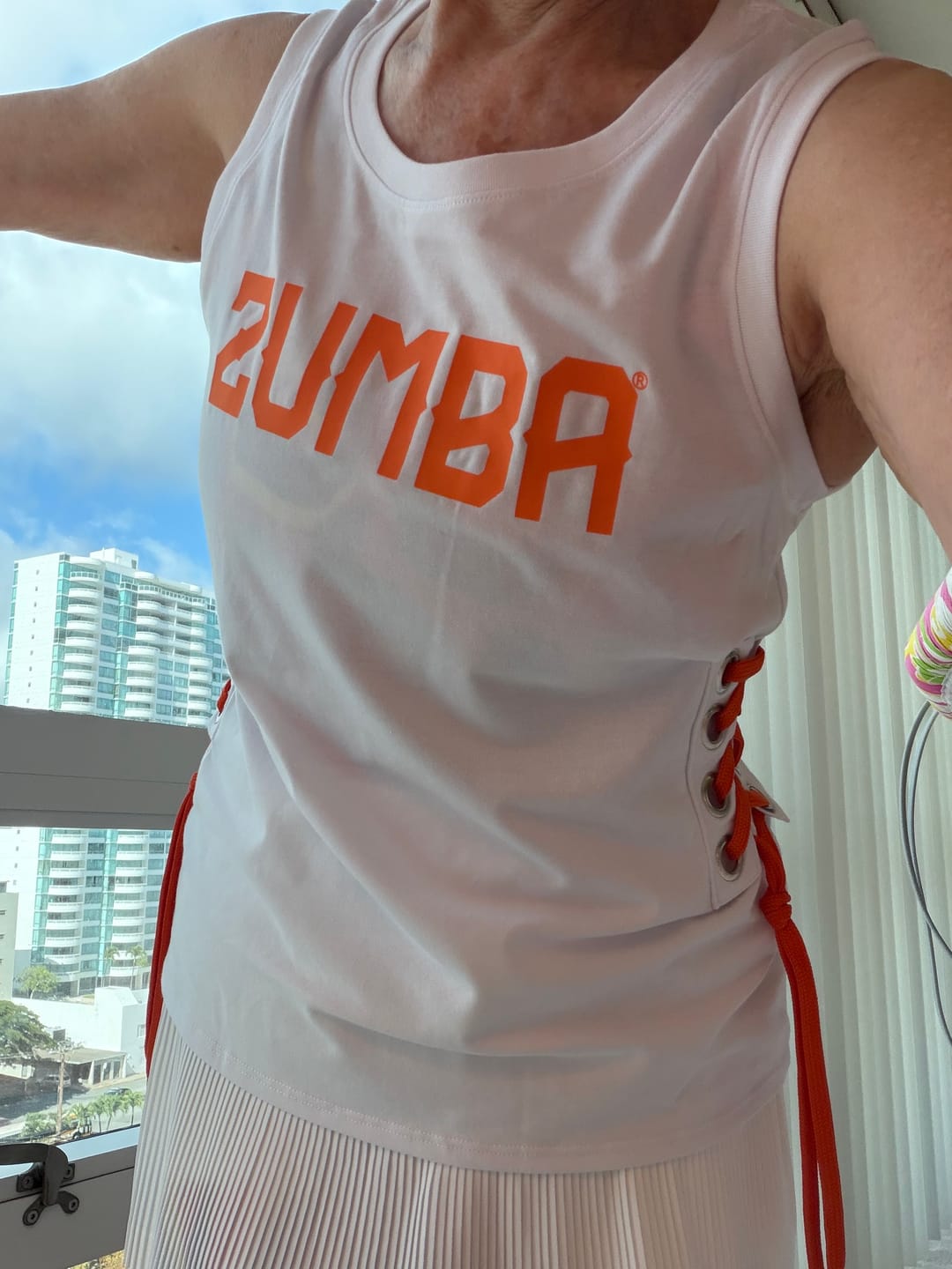 Customer photo review of Zumba Libre Tank With Lace Up Detail