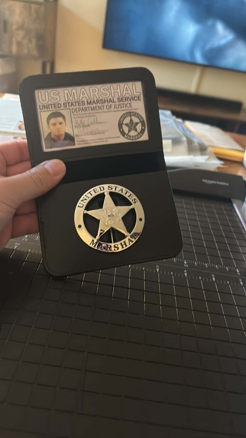 Customer photo review of US Federal Court Law Enforcement MARSHAL Badge Solid Copper Replica Movie Props