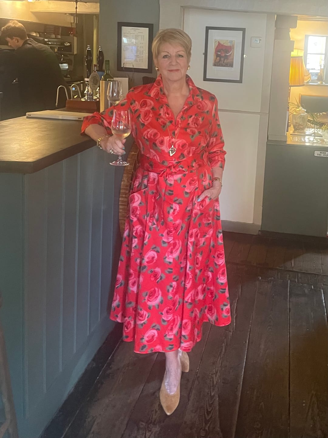 Customer photo review of The 'Zip Pocket' in Red Tahitian Rose - New Ballerina Length