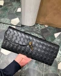 Customer photo review of Tori Black Faux Leather Woven Clutch