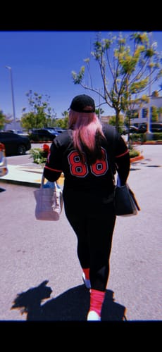 Customer photo review of Custom Black Pink-White Classic Style Authentic Baseball Jersey