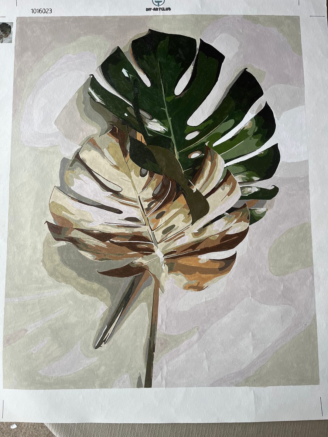 Customer photo review of Golden Monstera | Paint by Numbers