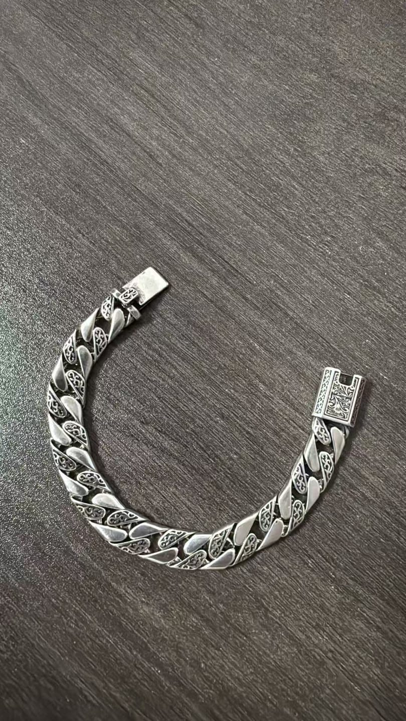 Customer photo review of Sterling Silver Engraved Cuban Bracelet