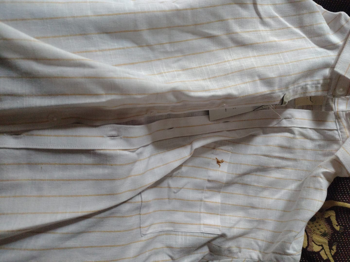 Customer photo review of Golden White Stripes -Full-Bamboo Linen