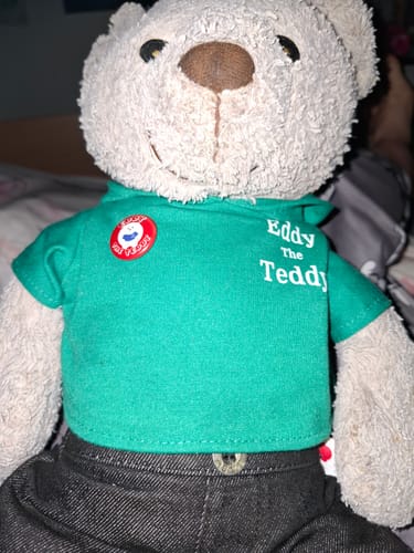 Customer photo review of 32cm Eddy the Teddy Bear Clothing (pack of 5)