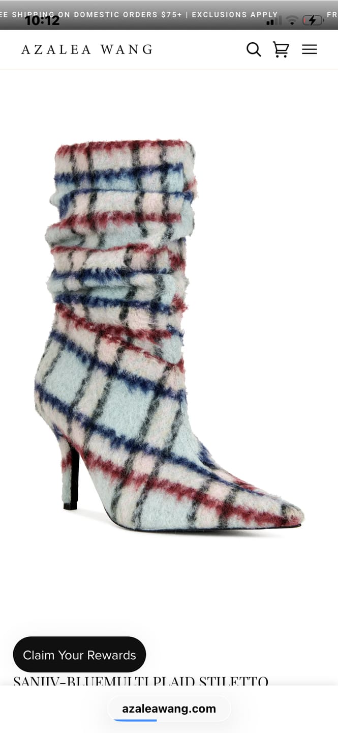 Customer photo review of SANJIV-BLUEMULTI PLAID STILETTO BOOTIE