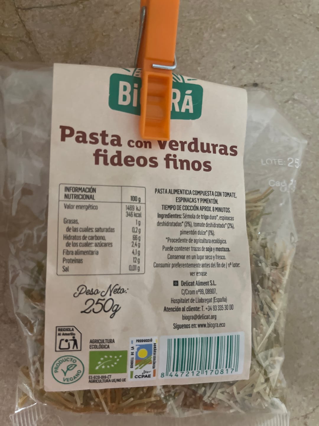 Customer photo review of Fideo Fino Tricolor 250gr