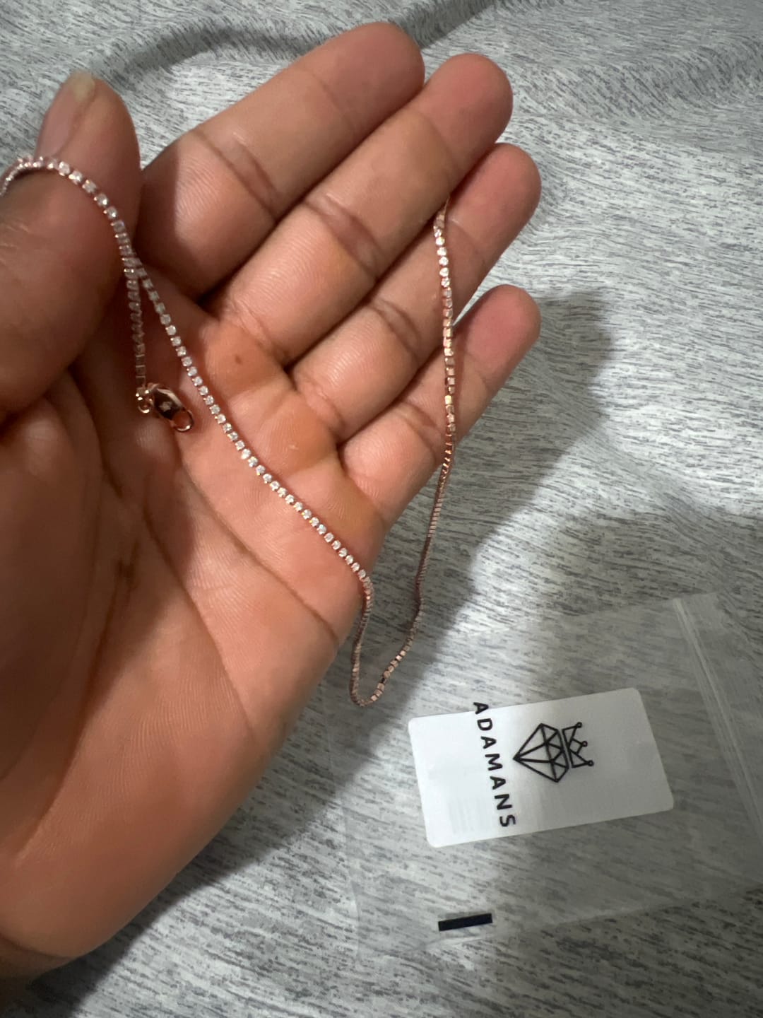Customer photo review of Micro Tennis Chain - Rose Gold