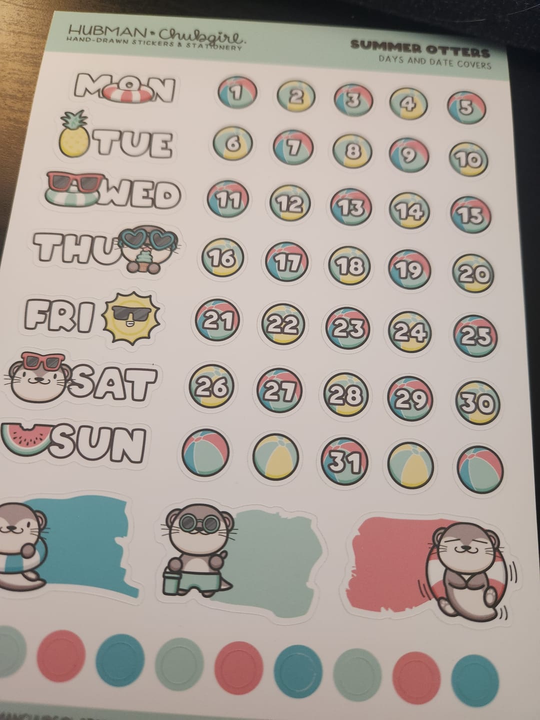 Customer photo review of Summer Otters Days and Date Covers