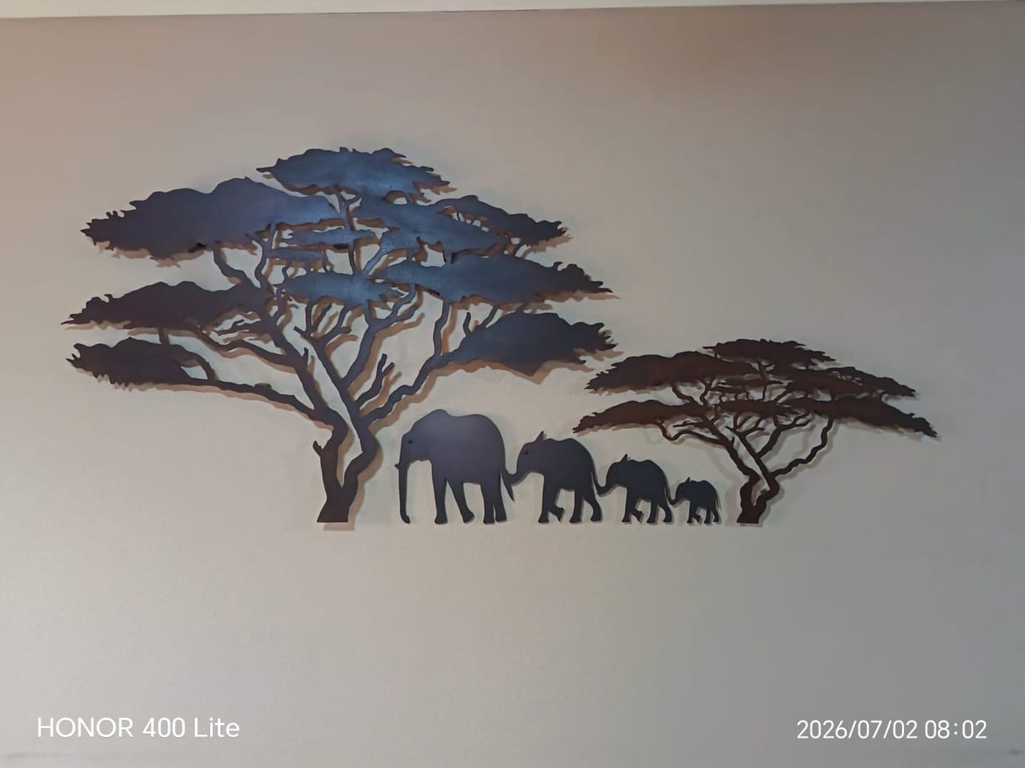Customer photo review of ELEPHANT FAMILY METAL ART WALL