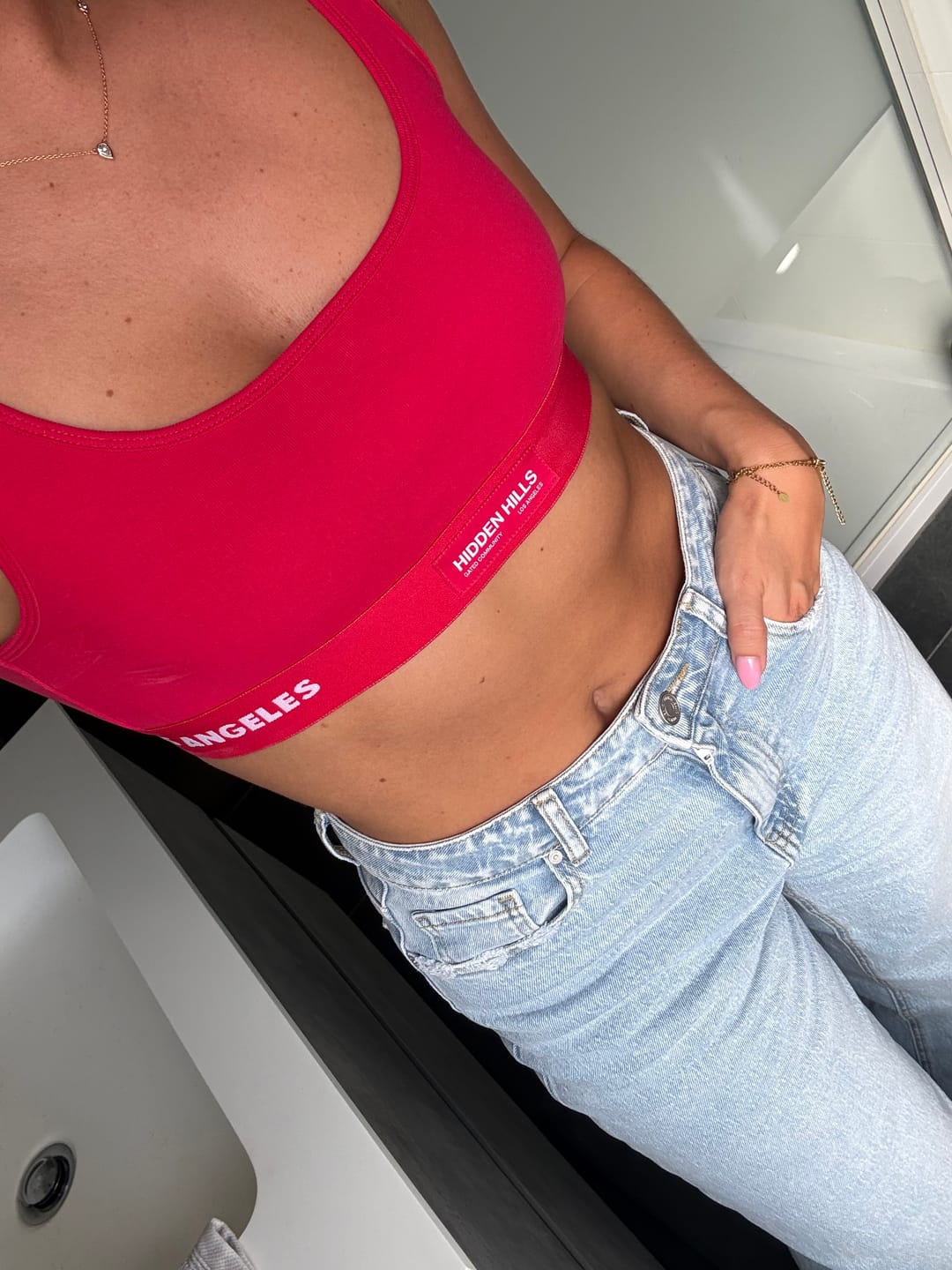 Customer photo review of LABEL BRA TOP RASPBERRY RED