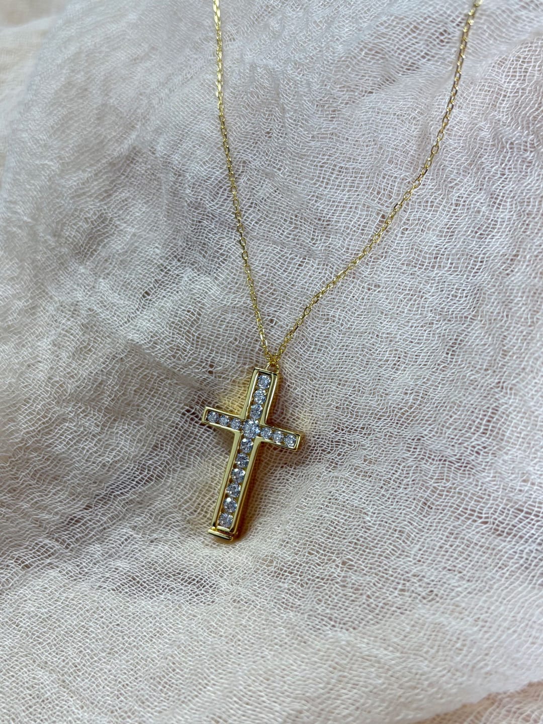 Customer photo review of Anastasia Personalized Hidden Message Pavé Cross Necklace