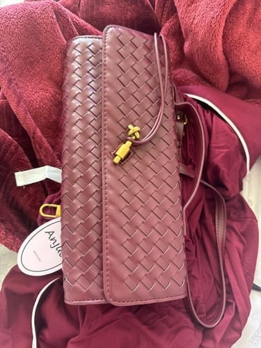 Customer photo review of Tori Black Faux Leather Woven Clutch