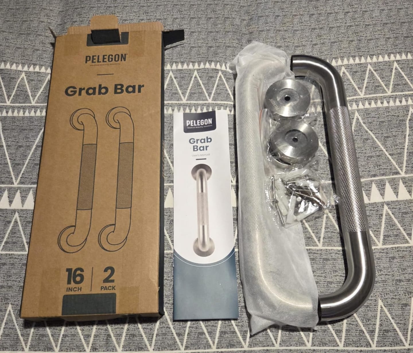 Customer photo review of Shower Grab Bars 16” 2-Pack